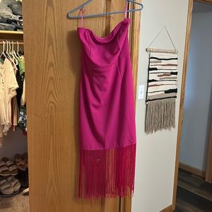 Strapless fringe party dress